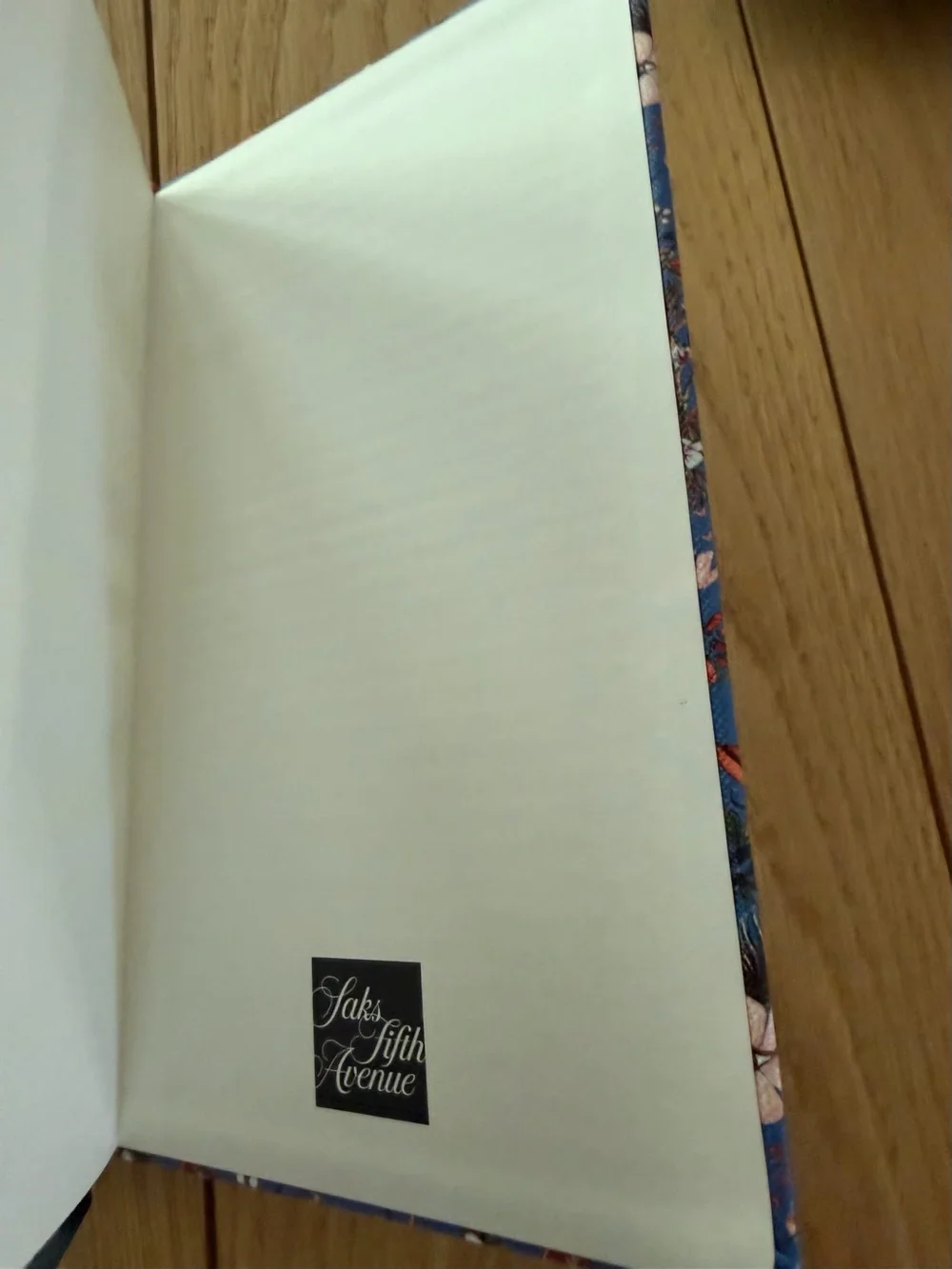 NWT Saks Fifth Avenue Blue Floral Hardcover Notebook